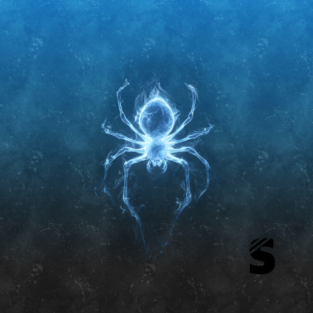 Einzel Panel " SPINNE " - Grunge Verlauf - #dunkelgrau/royal - Bio French Terry