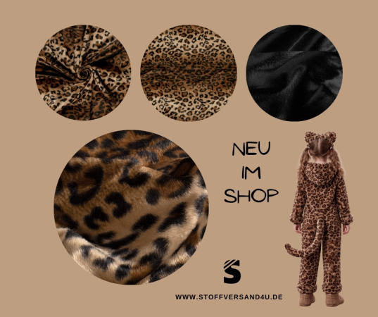 Velours Stoff bedruckt / Plüsch - Leo Panther # Braun