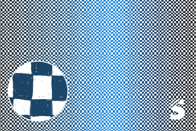 GROOVY KARO - #dunkelgrau/royal - Bio French Terry