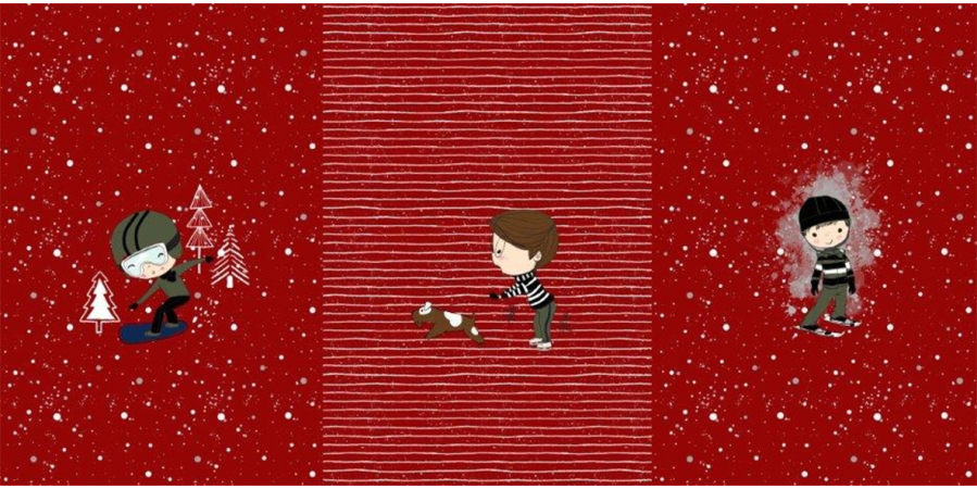 3er Panel Winterland - ROT - French Terry
