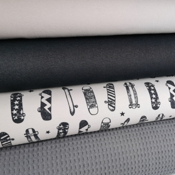 Sommersweat French Terry Grau "Skateboard"