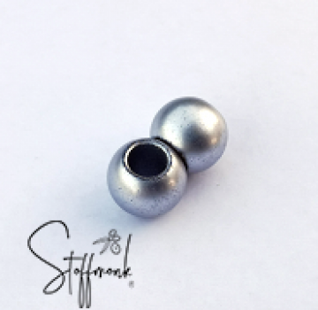 Großlochperlen - Silber metallic MATT - 5 Stück -