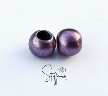 Großlochperlen - Dunkel Lila metallic MATT - 5 Stück -