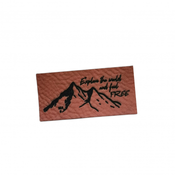 Label - "BERGE - Explore the world and feel FREE" -  ca. 2,5 cm x 4,5 cm - Kunstleder ++ Farbauswahl ++