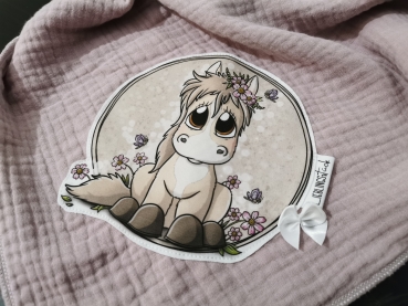 Patch / Aufnäher  - Smietz Pferd "HEY DU!" - Beige