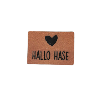 Label - Hallo Hase (HERZ) - ca. 3 cm x 4 cm - Kunstleder ++ Farbauswahl ++