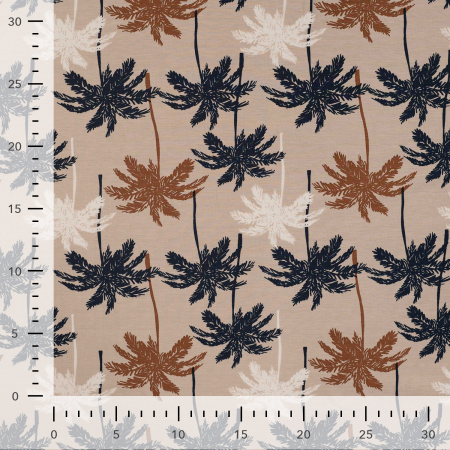 Baumwoll Jersey - Palmenmeer #beige