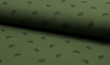 Musselin Double Gauze Regenbogen - Armygrün