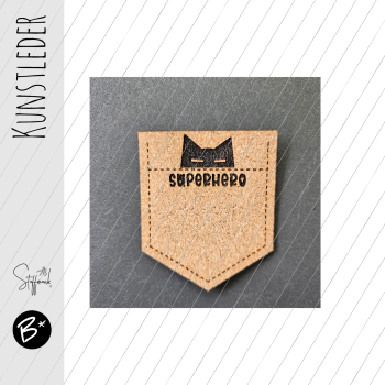 BIG Taschen-Label - " Super Hero " -  Höhe ca. 8 cm - Kunstleder ++ Farbauswahl ++