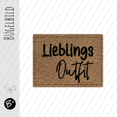 Bügelbild - Label - "Lieblings Outfit"  - ca. 3,3 cm x 2,5 cm