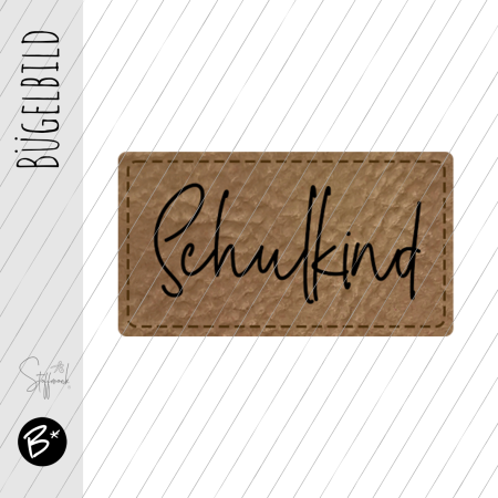 Bügelbild - Label -  "Schulkind" (Version 1) - ca. 3,3 cm x 1,8 cm