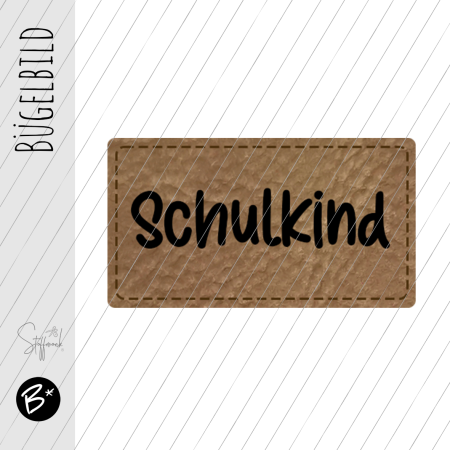 Bügelbild - Label -  "Schulkind" (Version 2) - ca. 3,3 cm x 1,8 cm