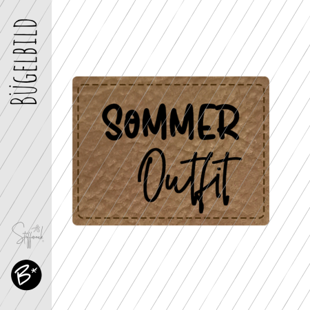 Bügelbild - Label - "Sommer Outfit"  - ca. 3,3 cm x 2,5 cm