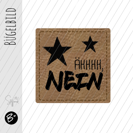 Bügelbild - Label - ÄHHH NEIN - ca. 3 cm x 3 cm