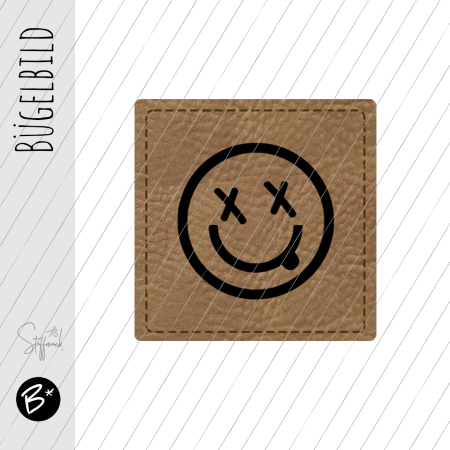 Bügelbild - Label - "frecher Smilie" - ca. 3 cm x 3 cm