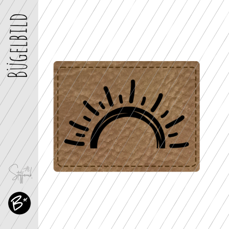 Bügelbild - Label - "Sonnenuntergang"  - ca. 3,3 cm x 2,5 cm