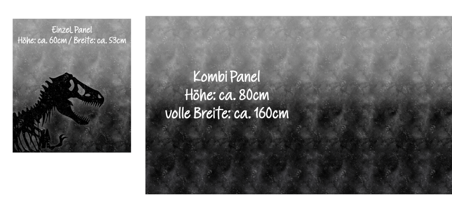 Ep - EINZEL Panel - " HELLGRAU/DUNKELGRAU - T-Rex groß " - Bio Jersey