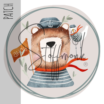 Patch / Aufnäher  - Sailor Bear - Rund - Beige