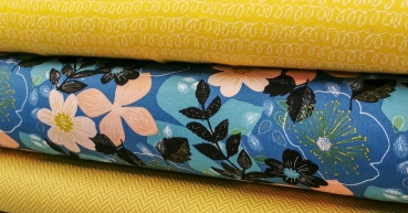 BIO SOFT Sweat French Terry angeraut - Blumen blau -