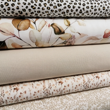BIO Musselin Double Gauze - Blätter Beige