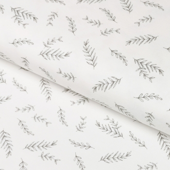 Baumwoll Jersey - Leaves White