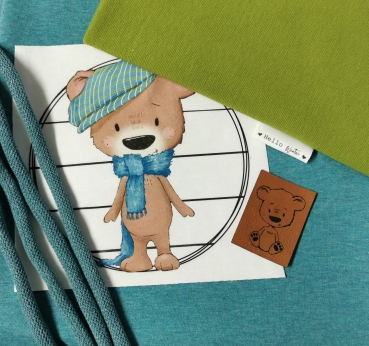 Patch / Aufnäher  - Brauner Bär stehend - große Streifen