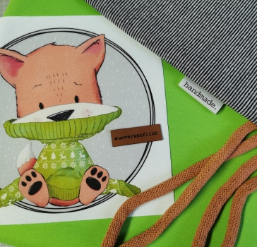 Patch / Aufnäher  - Fuchs sitzend - Grauer Hintergrund