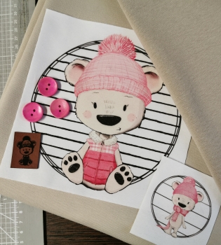 Patch / Aufnäher  - Weißer Bär sitzend - kleine Streifen