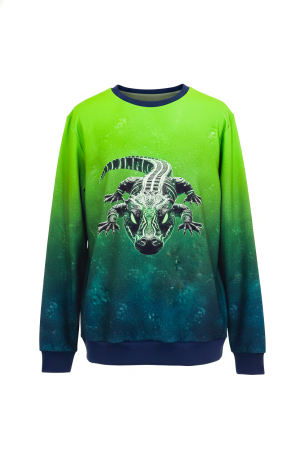 Panel Grunge Verlauf - #petrol/grün - Bio French Terry