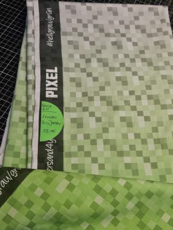 RestEP - 1 Meter Pixel #hellgrau/grün - Bio Jersey  - 18€
