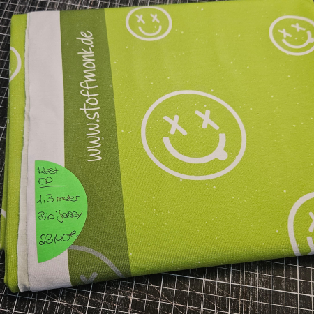 RestEP - 1,3 Meter Smilies #limegrün - Bio Jersey  - 23,40€