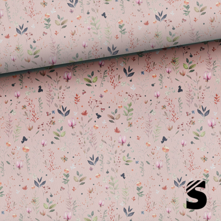 Rosa Mini Flowers  -  French Terry  (Reaktivdruck)