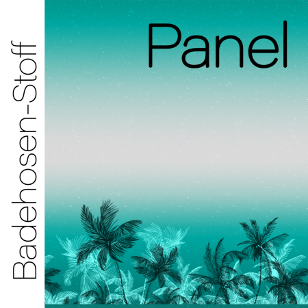 BADEHOSENSTOFF - (gewebt, nicht elastisch) - PANEL Palmen #hellgrau/türkis