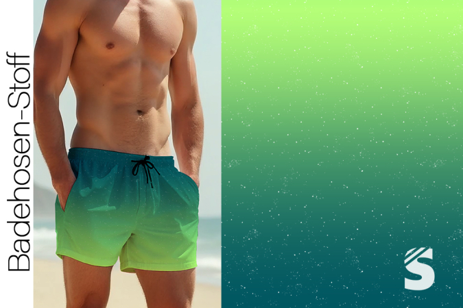 BADEHOSENSTOFF - (gewebt, nicht elastisch) - "Verlauf #petrol/grün"