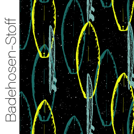 BADEHOSENSTOFF - (gewebt, nicht elastisch) - "Surfbrett #schwarz"