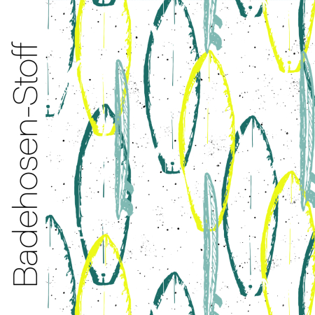 BADEHOSENSTOFF - (gewebt, nicht elastisch) - "Surfbrett #weiss"