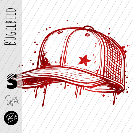 Bügelbild - " Cool Cap - #Grunge Rot "