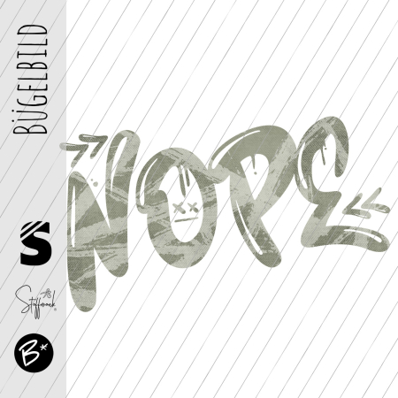 Bügelbild - " Nope " Strokes #oliv