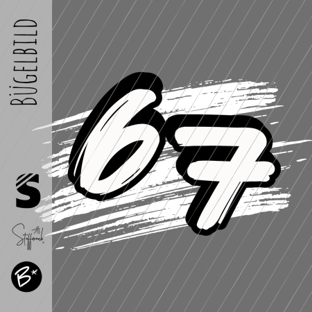 Bügelbild -  " Six Seven 67 # Black/White "