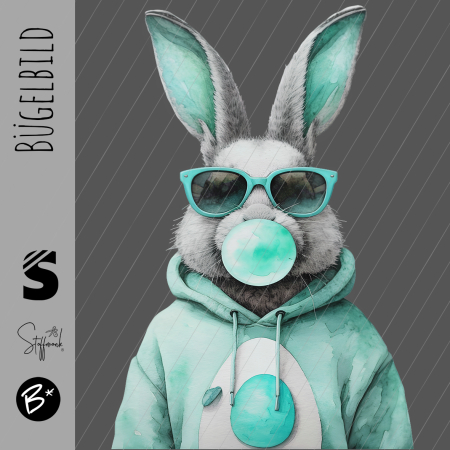 Bügelbild -  " Bubblegum Hase #mint "