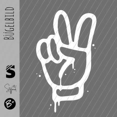 Bügelbild -  " Cool Pease Finger " #weiss