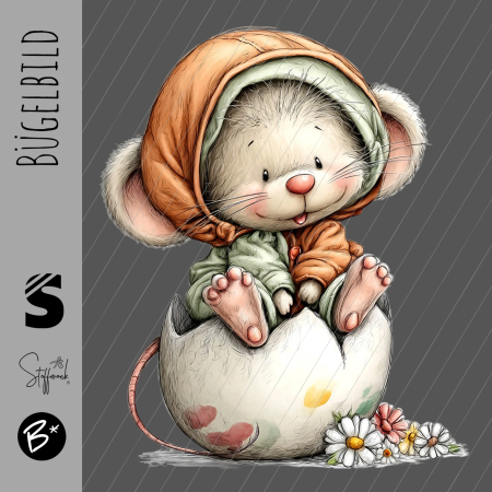 Bügelbild -  " Maus im Ei "