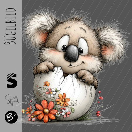 Bügelbild -  " Koala im Ei "