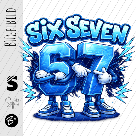 Bügelbild -  " Six Seven 67 # Blue 1 "