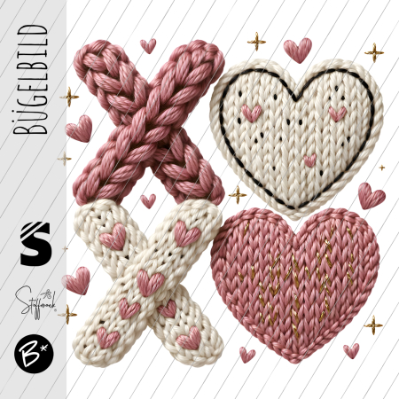 Bügelbild -  " XOXO - Knitoptik #rosa "