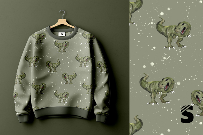 Dino #oliv - Bio French Terry