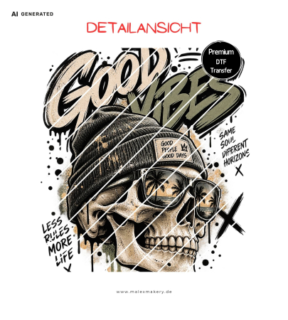 Bügelbild - " Good Vibes - Skull "