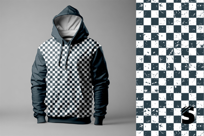 Karogrunge #blau/weiss - Bio French Terry