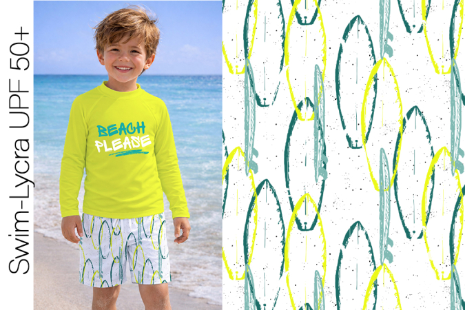 Swim-Lycra UPF 50+ / Bade/Sport Funktionsjersey -  " Surfbrett #weiss "