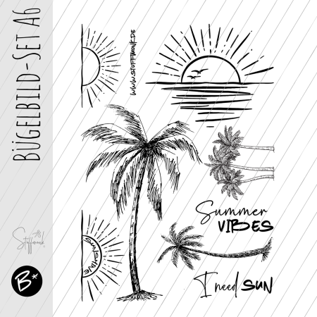 Bügelbild - SET A6   "Summer Vibes - schwarz "